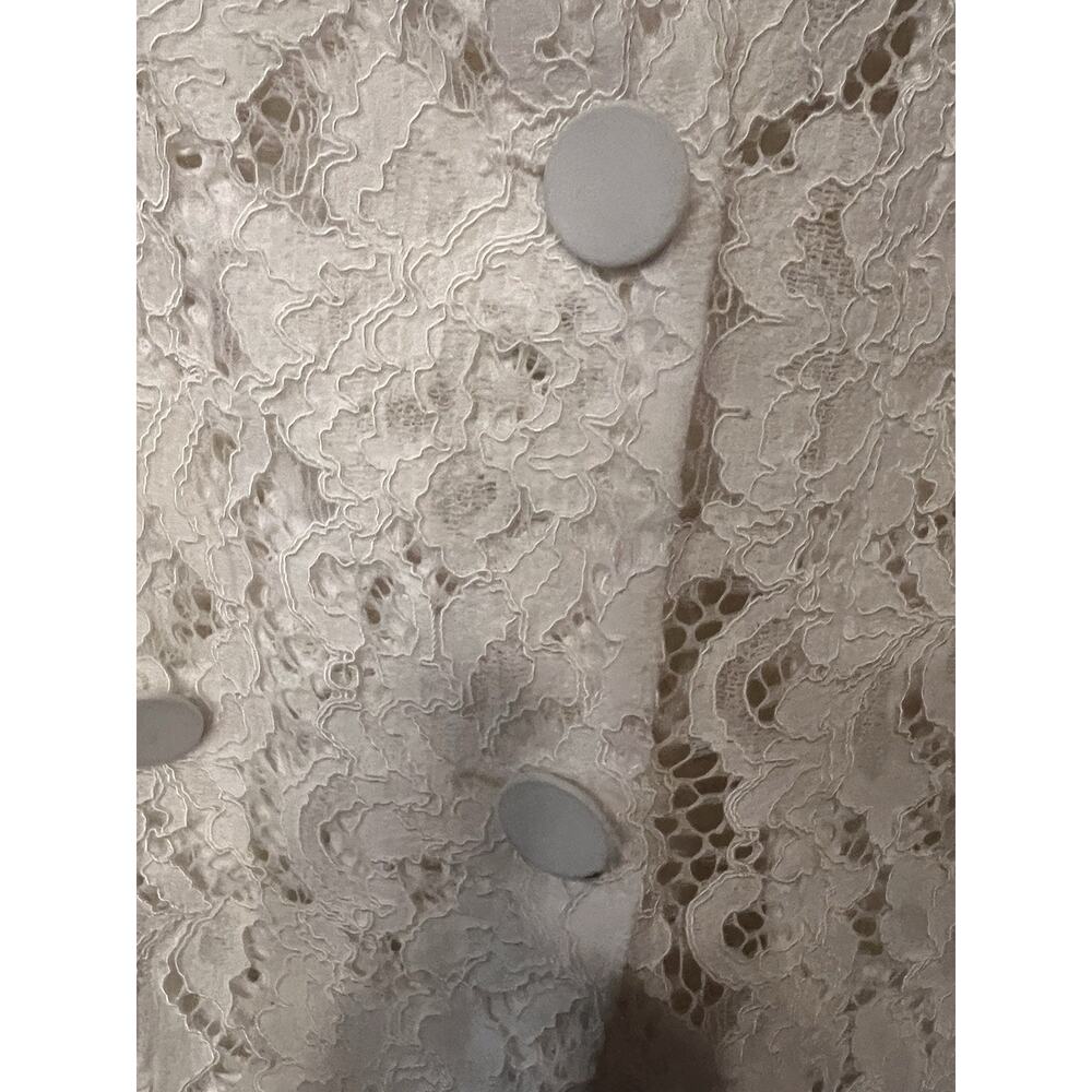 Zara White Textured Jacquard Floral Long Sleeve Button Down Shirt Blouse Top M - Picture 3 of 10